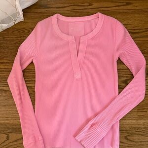 Aerie Pink Ribbed Long Sleeve Tee
